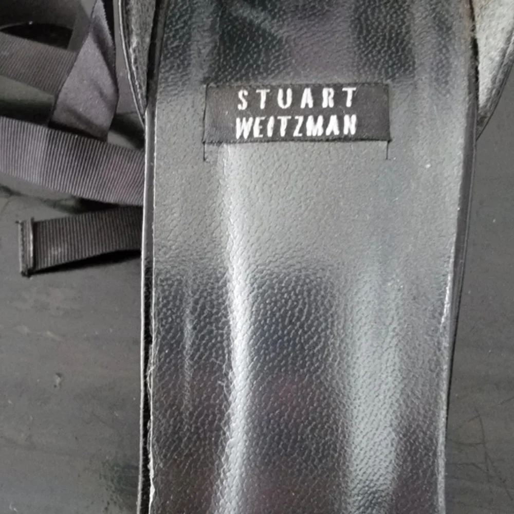 Black leather / grosgrain ribbon Stuart Weitzman
